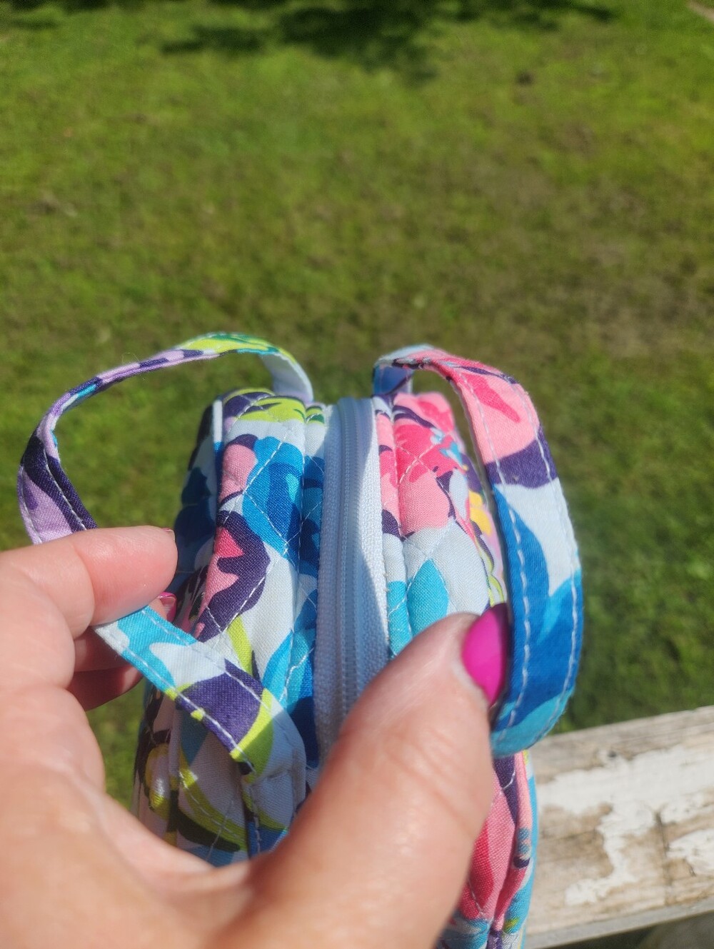 Vera Bradley Quilted Floral Lunch Bag in Blue, Purple, Pink - Picture 6 of 7